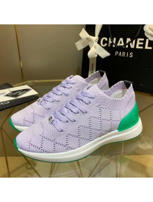 Chanel Quilted Knit Fabric Sneakers G35549 Light Purple 2020