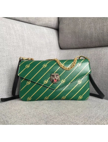 Gucci Medium Double Leather Shoulder Bag 524822 Green/Black 2018