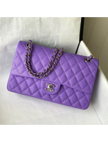 Chanel Grained Calfskin Classic Medium Flap Bag A01112 Lavender Purple/Silver 2021