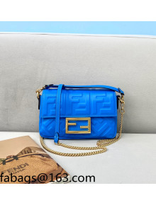 Fendi Baguette Mini FF Logo Lambskin Flap Bag Royal Blue 2022 32
