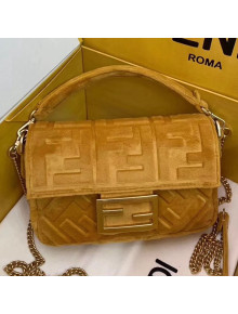 Fendi FF Velvet Mini Baguette Flap Bag Yellow 2019