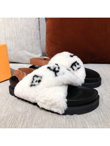 Louis Vuitton Paseo Flat Comfort Shearling Sandals White 2021