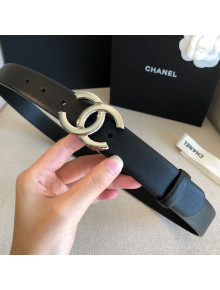 Chanel Calfskin Belt 30mm with CC Buckle Black/Silver