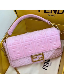 Fendi FF Velvet Medium Baguette Flap Bag Pink 2019