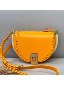 Fendi Moonlight Leather Round Shoulder Bag Orange 2021
