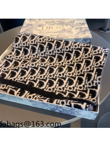 Dior Oblique Cashmere Wool Scarf 30x190cm Black 2021 110411