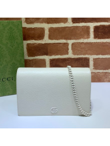 Gucci GG Marmont Leather Chain Wallet ‎497985 White 2021 