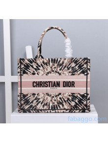 Dior Samll Book Tote Bag in Multicolor Tie & Dior Embroidery 2020