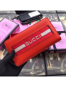 Gucci Strap Leather Zip Around Wallet Red 2018