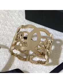 Chanel Cutout Metal Cuff Bracelet AB2655 Gold 2019