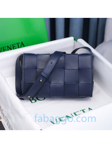 Bottega Veneta Cassette Small Crossbody Messenger Bag in Maxi Weave Navy Blue 2020