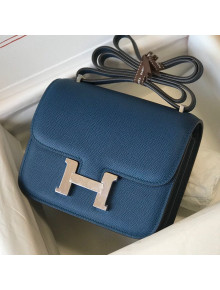Hermes Constance Bag 18cm in Epsom Leather Dark Blue/Silver 2021