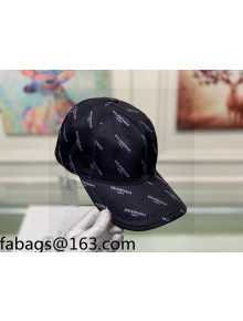 Balenciaga Signature Silk Baseball Hat Black 2021