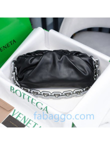 Bottega Veneta The Chain Pouch Shoulder Bag with Square Ring Chain Strap Black/Silver 2020