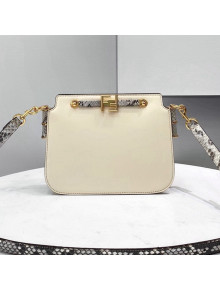 Fendi Touch Gusseted Leather Bag White/Python Print 2021