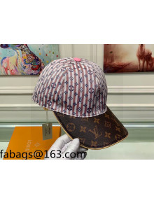 Louis Vuitton Monogram Striped Canvas Baseball Hat Pink/Brown 2021