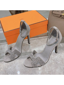Hermes Premiere Crystal H Heel 10.5cm Sandals Silver 2021 09