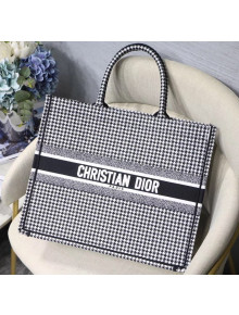 Dior Large Book Tote Bag in Houndstooth Embroidered Canvas 2019