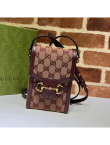 Gucci Horsebit 1955 GG Canvas Mini Bag 625615 Burgundy 2021