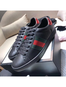Gucci Ace Sneaker with Real Snake Leatehr Back And Green/Red Web Black 2019