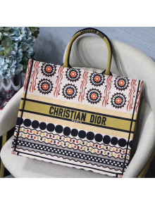 Dior Large Book Tote Bag in Multicolored Geometric Embroidered Canvas 2019