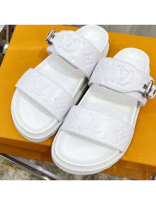 Louis Vuitton Bom Dia Monogram Leather Flat Sandals White 2021