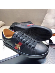 Gucci Ace Sneaker with Real Snake Leatehr Back And Embroidered Bee Black 2019