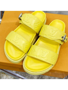 Louis Vuitton Bom Dia Monogram Leather Flat Sandals Yellow 2021