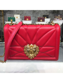 Dolce&Gabbana DG Devotion Medium/Large Shoulder Bag in Quilted Nappa Leather Bright Red 2019