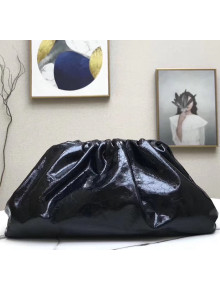 Bottega Veneta The Pouch Soft Oversize Clutch Bag in Metallic Leather Black 2020