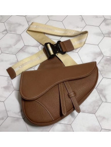 Dior Grained Calfskin Saddle Bag with CD Buckle Brown 2019