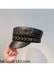 Chanel PU Cap Hat Black 2021 110476