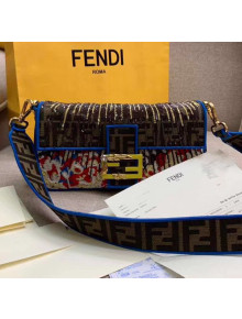 Fendi FF Embroidered and Sequin Medium Baguette Bag 2020