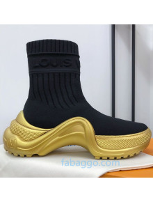 Louis Vuitton LV Archlight Knit Stretch Sock Sneaker Boots Black/Gold 2020