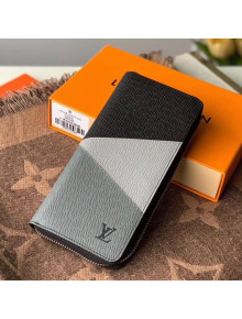 Louis Vuitton Men's Zippy Wallet in V Patchwork Grained Leather M63095 Grey 2020