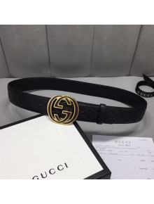 Gucci GG Signature Belt 40mm with Interlocking G Buckle Black/Gold  