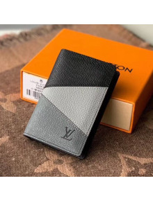 Louis Vuitton Men's Pocket Organizer Wallet in V Patchwork Grained Leather M30729 Grey 2020
