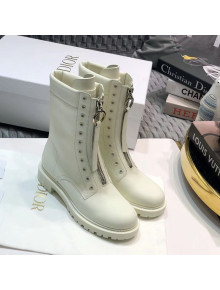 Dior Diorunit Calfskin Matte Zip Short Boots White 2020