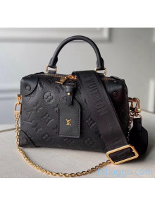 Louis Vuitton Monogram Embossed Leather Petite Malle Souple Handbag M45393 Black 2020