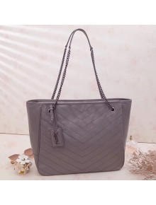 Saint Laurent Large Niki Shopping Bag in Vintage Leather 504867 Grey 2018
