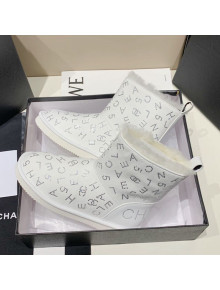 Chanel Crystal CHANEL Letter Allover Short Boots White 2020