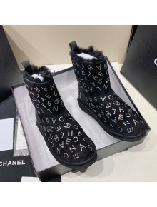 Chanel Crystal CHANEL Letter Allover Short Boots Black 2020