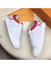 Louis Vuitton Luxembourg Monogram Leather Sneakers Red 2019 (For Women and Men)