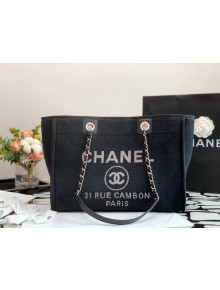 Chanel Deauville Mixed Fibers Medium Shopping Bag A67001 Black 2022 08