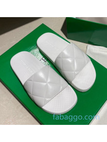 Bottega Veneta BV Quilted Leather Flat Slide Sandals White 2020