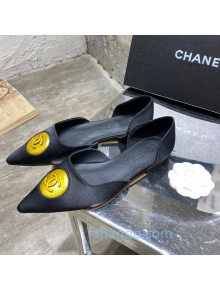 Chanel Vintage Signature Silk Flat Ballerinas with Circle CC Charm 70mm 20101908 Black 2020