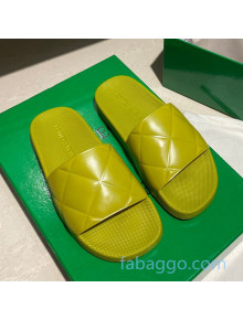 Bottega Veneta BV Quilted Leather Flat Slide Sandals Yellow 2020