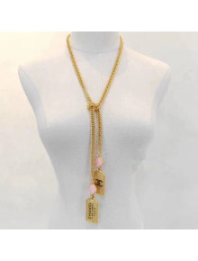 Chanel Metal Tags Pendants Long Necklace AB3075 Gold 2020