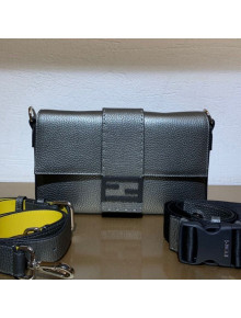 Fendi Men's Baguette Graind Leather Medium Shoulder Bag/Belt Bag Silver Grey 2019