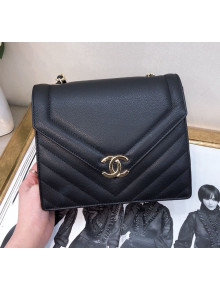 Chanel Chevron Calfskin Chain Flap Bag AS0025 Black 2019